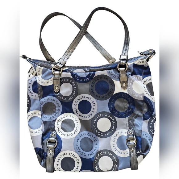 Coach Rare Alexanda Satchel Handbag, Circular Logo Print, Like New! - Picture 3 of 9